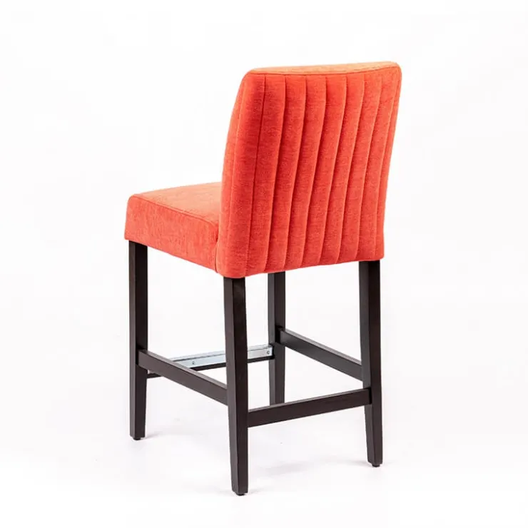 Sessio Tabouret Snack (assise +/- 65 Cm)|Tabouret De Bar (assise +/- 80 Cm)*Fritz line Tabouret snack avec dos matelassé en tissu et pieds en bois