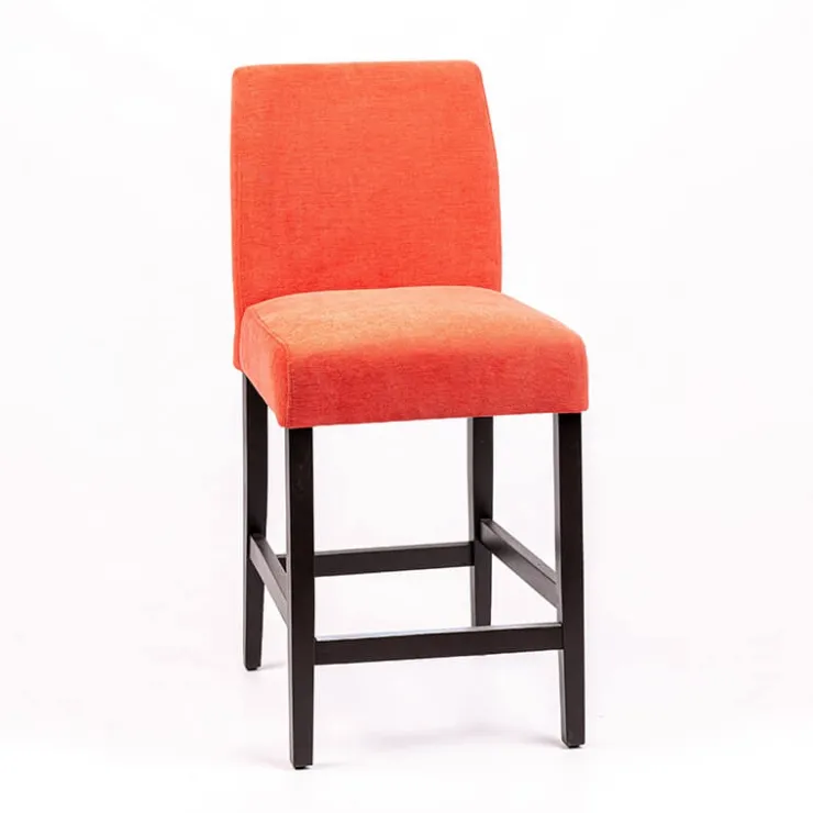 Sessio Tabouret Snack (assise +/- 65 Cm)|Tabouret De Bar (assise +/- 80 Cm)*Fritz line Tabouret snack avec dos matelassé en tissu et pieds en bois