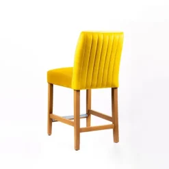 Sessio Tabouret Snack (assise +/- 65 Cm)|Tabouret De Bar (assise +/- 80 Cm)*Fritz line Tabouret snack avec dos matelassé en tissu et pieds en bois