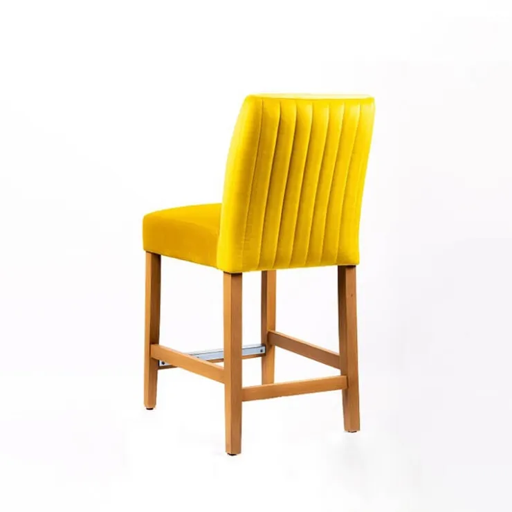 Sessio Tabouret Snack (assise +/- 65 Cm)|Tabouret De Bar (assise +/- 80 Cm)*Fritz line Tabouret snack avec dos matelassé en tissu et pieds en bois