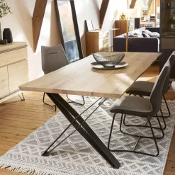 Couture Table De Salle à Manger*Fusion Table design style industriel pieds en X