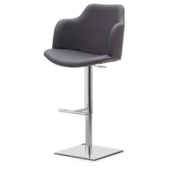Peressini Tabouret Snack (assise +/- 65 Cm)|Tabouret De Bar (assise +/- 80 Cm)*Glamour P Tabouret pivotant et réglable en hauteur avec accoudoirs et pied chromé