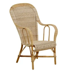 Kok Fauteuil De Salon*Grand père MarcelFauteuil dossier haut en rotin vintage