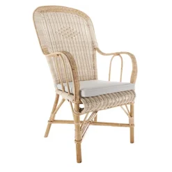 Kok Fauteuil De Salon*Grand père MarcelFauteuil dossier haut en rotin vintage