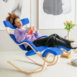 Varier Chaise De Bureau|Fauteuil De Bureau*Gravity ® Fauteuil de relaxation en tissu et bois
