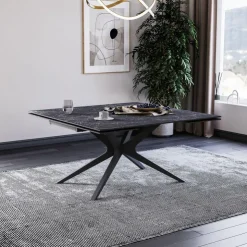 Lievens Table De Salle à Manger*HectorTable carrée extensible en céramique design avec pieds en métal
