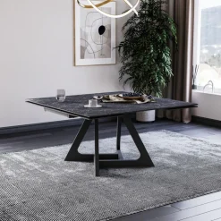 Lievens Table De Salle à Manger*HectorTable carrée extensible en céramique design avec pieds en métal