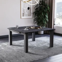 Lievens Table De Salle à Manger*HectorTable carrée extensible en céramique design avec pieds en métal