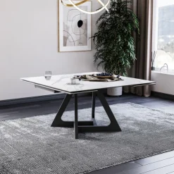 Lievens Table De Salle à Manger*HectorTable carrée extensible en céramique design avec pieds en métal