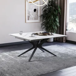 Lievens Table De Salle à Manger*HectorTable carrée extensible en céramique design avec pieds en métal