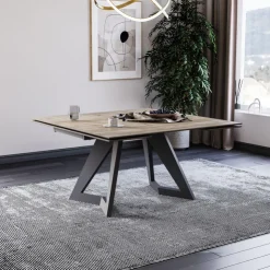 Lievens Table De Salle à Manger*HectorTable carrée extensible en céramique design avec pieds en métal