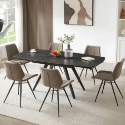 Chaise De Cuisine|Chaise De Salle à Manger*IberisChaise design rembourrée inspiration vintage avec pieds en métal noir