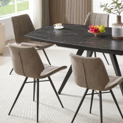 Chaise De Cuisine|Chaise De Salle à Manger*IberisChaise design rembourrée inspiration vintage avec pieds en métal noir