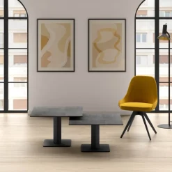 Cancio Table De Salon*Ibero mini Table basse carrée en céramique avec pied central