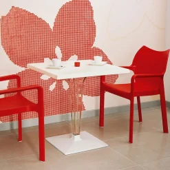 Table De Cuisine|Table Pour Petit Espace*Ice Table carrée en polycarbonate et stratifié