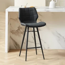 Tabouret Snack (assise +/- 65 Cm)|Tabouret De Bar (assise +/- 80 Cm)*ImpiaTabouret design coque matelassée patinée et pieds en métal noir