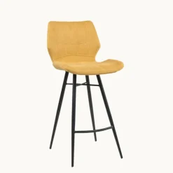 Tabouret Snack (assise +/- 65 Cm)|Tabouret De Bar (assise +/- 80 Cm)*ImpiaTabouret design coque matelassée en tissu et pieds en métal noir