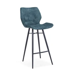 Tabouret Snack (assise +/- 65 Cm)|Tabouret De Bar (assise +/- 80 Cm)*ImpiaTabouret design coque matelassée en velours et pieds en métal noir