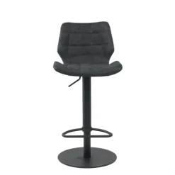 Tabouret Réglable En Hauteur|Tabouret Snack (assise +/- 65 Cm)*IndicaTabouret tournant et réglable coque matelassée en simili avec pied en métal noir
