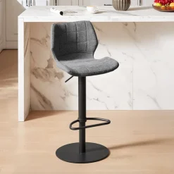 Tabouret De Bar (assise +/- 80 Cm)|Tabouret Snack (assise +/- 65 Cm)*IndicaTabouret tournant et réglable coque en tissu avec pied en métal noir