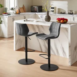 Tabouret De Bar (assise +/- 80 Cm)|Tabouret Snack (assise +/- 65 Cm)*IndicaTabouret tournant et réglable coque en tissu avec pied en métal noir