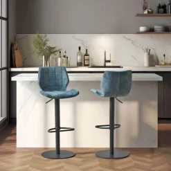 Tabouret Snack (assise +/- 65 Cm)|Tabouret De Bar (assise +/- 80 Cm)*IndicaTabouret tournant et réglable coque en velours avec pied en métal noir