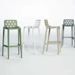 Tabouret De Bar (assise +/- 80 Cm)*Isidoro Tabouret de bar moderne empilable avec dossier ronds ajourés