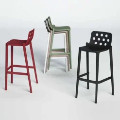 Tabouret De Bar (assise +/- 80 Cm)*Isidoro Tabouret de bar moderne empilable avec dossier ronds ajourés