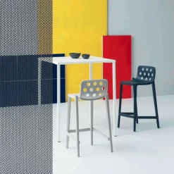 Tabouret Snack (assise +/- 65 Cm)|Tabouret De Bar (assise +/- 80 Cm)*Isidoro Tabouret snack moderne empilable avec dossier ronds ajourés