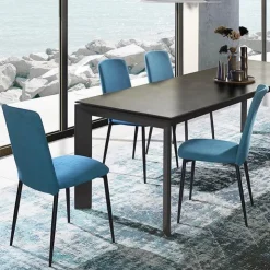 Europea Chaise De Salle à Manger*Joy Chaise de salle à manger contemporaine en tissu et pieds en métal