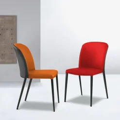 Europea Chaise De Salle à Manger|Chaise Salon*Julie Chaise en tissu bicolore avec pieds métal