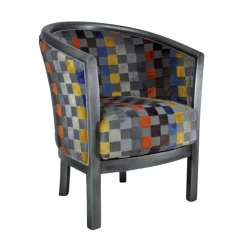 Paget Fauteuil De Salon*Julien Fauteuil tonneau pour salon fabrication française en tissu et bois massif
