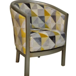 Paget Fauteuil De Salon*Julien Fauteuil tonneau pour salon fabrication française en tissu et bois massif
