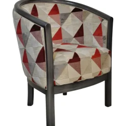 Paget Fauteuil De Salon*Julien Fauteuil tonneau pour salon fabrication française en tissu et bois massif