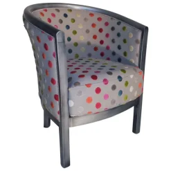 Paget Fauteuil De Salon*Julien Fauteuil tonneau pour salon fabrication française en tissu et bois massif