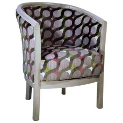 Paget Fauteuil De Salon*Julien Fauteuil tonneau pour salon fabrication française en tissu et bois massif