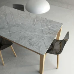 Cancio Table De Cuisine|Table De Salle à Manger*Lakera Table en Dekton avec pieds en bois massif