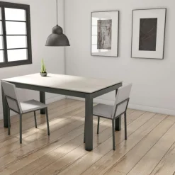 Cancio Table De Cuisine|Table De Salle à Manger*Lakera Table en Dekton rectangulaire extensible avec pieds en métal