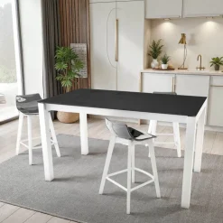 Cancio Table De Cuisine*Lakera Table snack en Dekton rectangulaire extensible avec pieds en métal