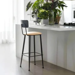 Jayso Tabouret Snack (assise +/- 65 Cm)|Tabouret De Bar (assise +/- 80 Cm)*Lanuza Tabouret haut pour cuisine en métal et assise rembourrée