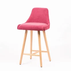 Sessio Tabouret Snack (assise +/- 65 Cm)|Tabouret De Bar (assise +/- 80 Cm)*Lars diamant Tabouret snack matelassé en tissu et pieds en bois