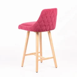 Sessio Tabouret Snack (assise +/- 65 Cm)|Tabouret De Bar (assise +/- 80 Cm)*Lars diamant Tabouret snack matelassé en tissu et pieds en bois