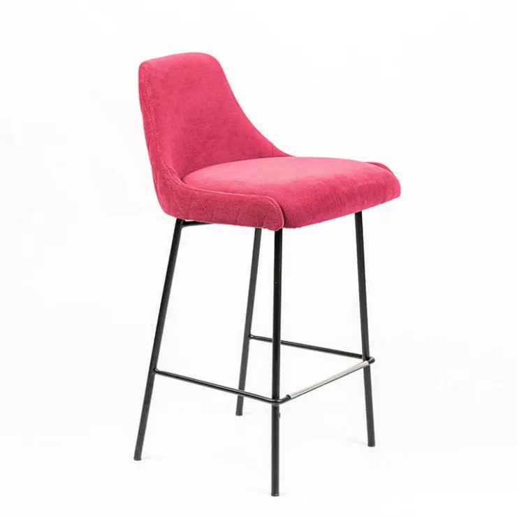 Sessio Tabouret Snack (assise +/- 65 Cm)|Tabouret De Bar (assise +/- 80 Cm)*Lars diamant Tabouret snack en tissu dossier matelassé pieds en métal