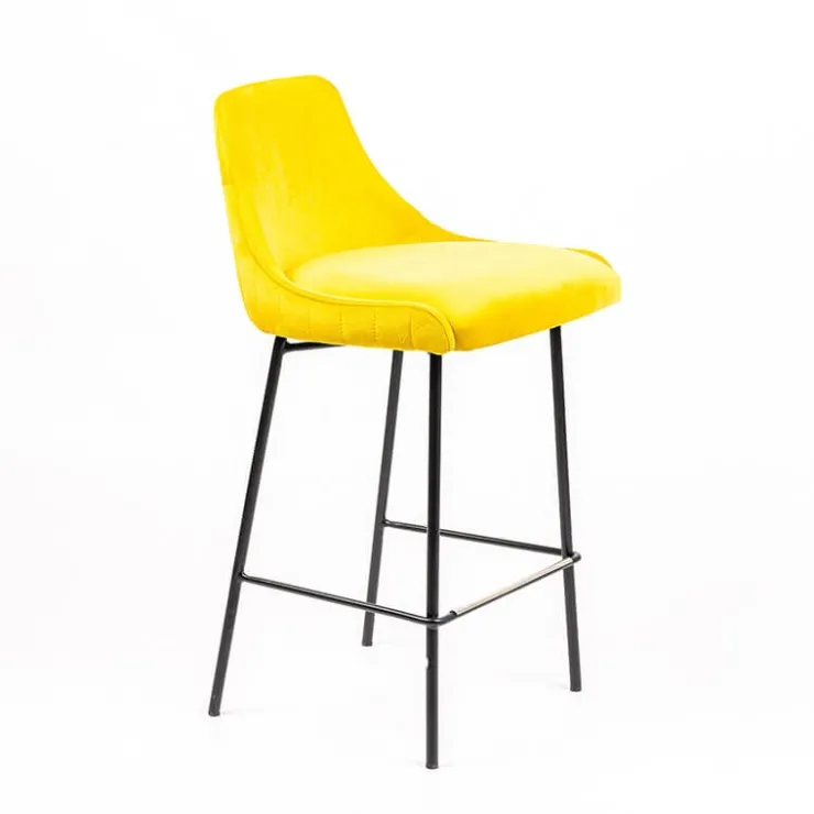 Sessio Tabouret Snack (assise +/- 65 Cm)|Tabouret De Bar (assise +/- 80 Cm)*Lars line Tabouret snack dos matelassé en tissu et pieds métal