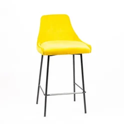 Sessio Tabouret Snack (assise +/- 65 Cm)|Tabouret De Bar (assise +/- 80 Cm)*Lars line Tabouret snack dos matelassé en tissu et pieds métal