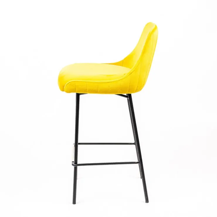 Sessio Tabouret Snack (assise +/- 65 Cm)|Tabouret De Bar (assise +/- 80 Cm)*Lars line Tabouret snack dos matelassé en tissu et pieds métal