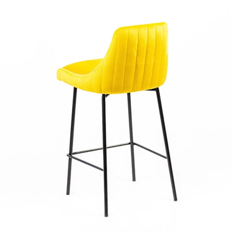 Sessio Tabouret Snack (assise +/- 65 Cm)|Tabouret De Bar (assise +/- 80 Cm)*Lars line Tabouret snack dos matelassé en tissu et pieds métal