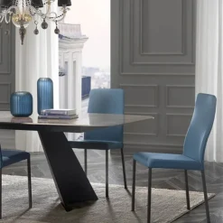 Europea Chaise De Salle à Manger*Laura Chaise de salle à manger italienne en tissu bicolore