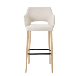 Mobitec Tabouret De Bar (assise +/- 80 Cm)*Lena ® Tabouret de bar en tissu avec accoudoirs et pieds en bois