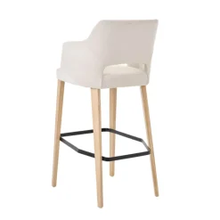 Mobitec Tabouret De Bar (assise +/- 80 Cm)*Lena ® Tabouret de bar en tissu avec accoudoirs et pieds en bois